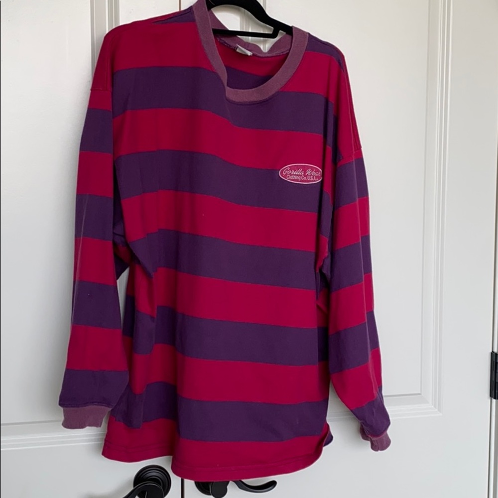 Vintage purple and pink striped oversized shirt
